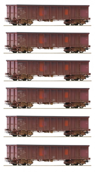 Set of 6 Weathered Gondola cars<br /><a href='images/pictures/Roco/Roco-75975.jpg' target='_blank'>Full size image</a>